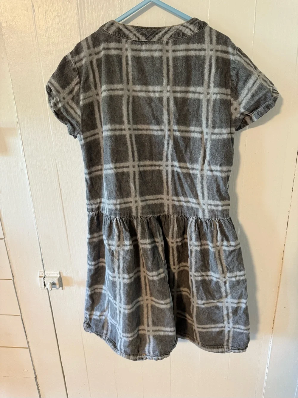 wonder nation Gray Plaid Button-Front Dress